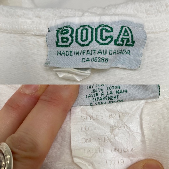 Vintage 90s BOCA AUTHENTIC Oversized White Cotton Hoodie Sweatshirt OS XXL - Picture 16 of 16